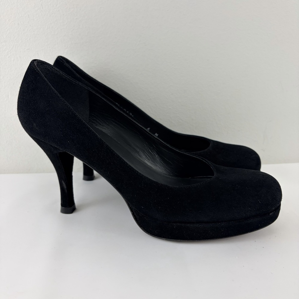 Stuart Weitzman Black Suede Platform Pumps Womens 6M Classic‎ Heels